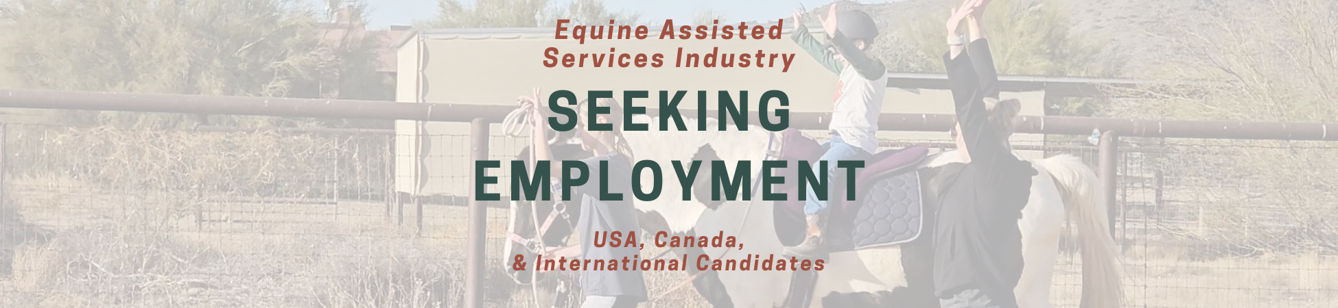 Seeking Employment- Equine Assisted Services Industry- USA, Canada, & International